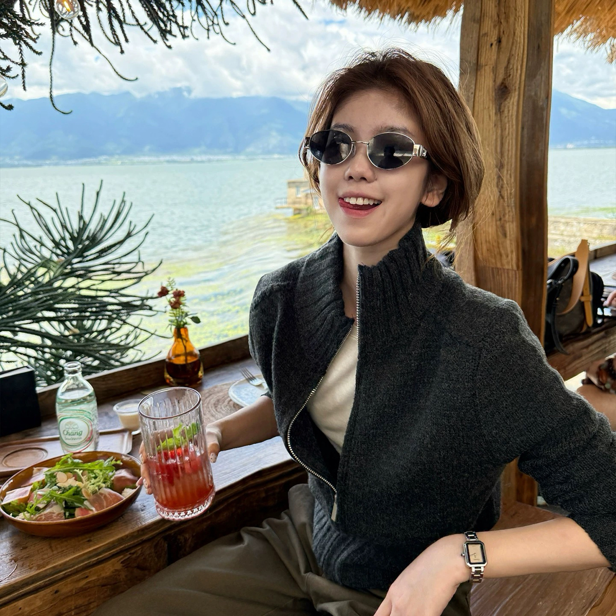 WGWE-半高领针织外套外穿立领拉链开衫保暖毛衣W7814