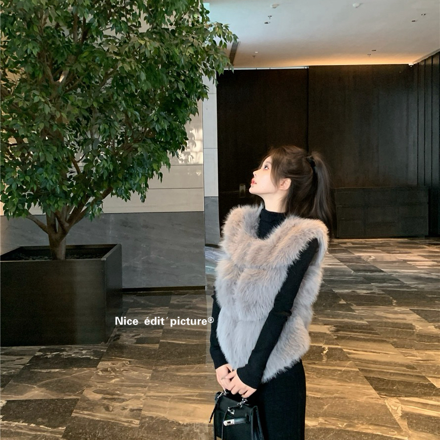 nice edit-复古气质毛毛马甲MJ5035