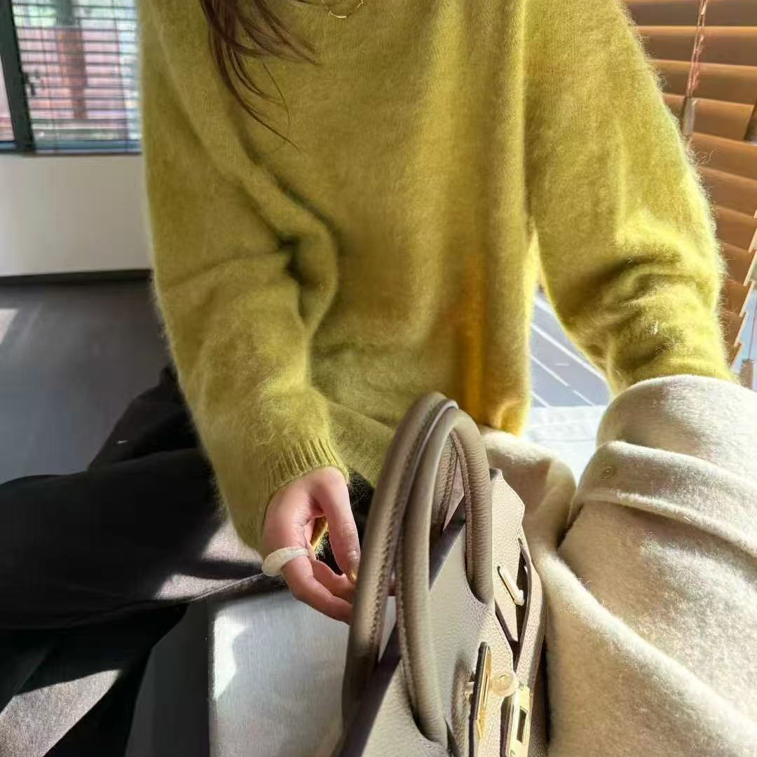 媞宝-拉毛高品质毛茸百搭圆领韩风保暖毛衣(含96.5绵羊毛)75322