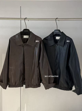 SKY ATTRACTIVE-复古风翻领宽松皮衣66037