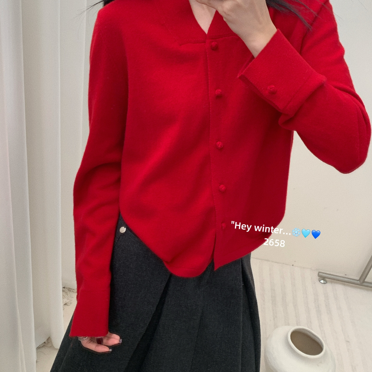 UGAR-上新羊毛复古气质立领显瘦百搭针织开衫（含100绵羊毛）2658