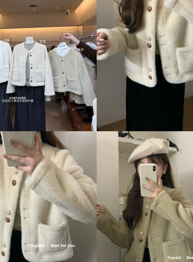 THANKQ-冬上新单排扣小香风气质显瘦短外套25761
