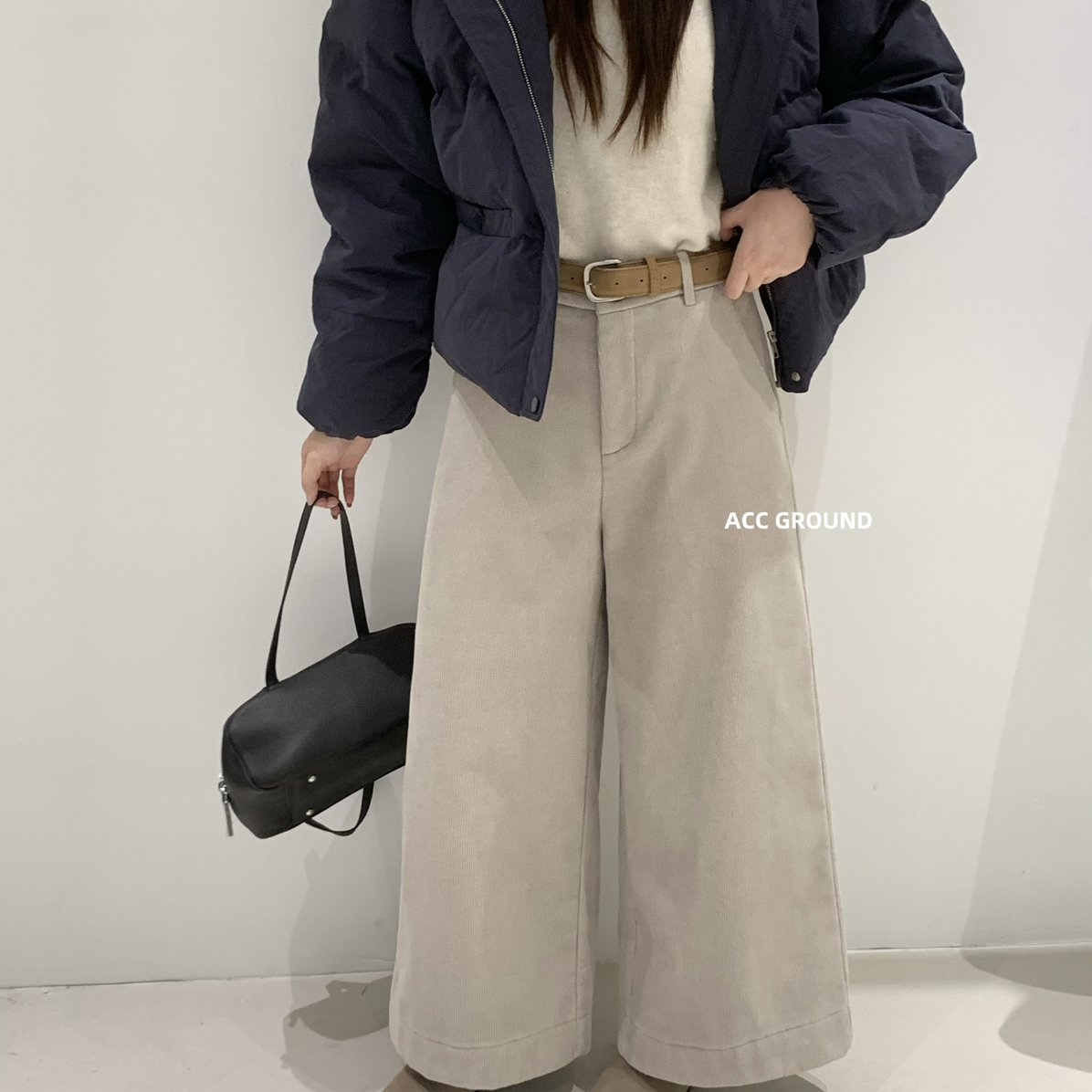 ACC.JD焦点-冬上新韩系百搭复合绒九分灯芯绒休闲裤(配腰带)3109