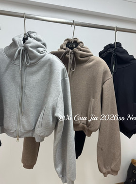 CH 西瓜家-26年冬上新连帽加绒纯色抽绳卫衣外套81258