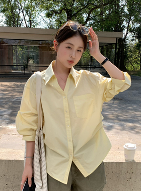 KITTIN-26年夏上新韩系V领捏褶百搭设计感衬衫K760#