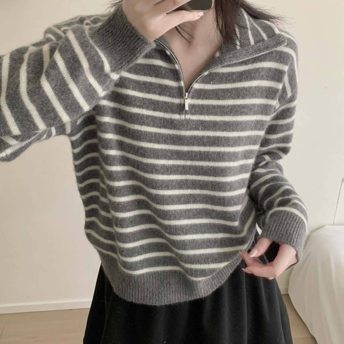 UTIS牧缇-纹日常翻领通勤阿拉善骆驼保暖毛衣（含48绵羊毛）XHQ55