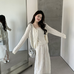 grapestone 葡萄籽-26年早春韩系小女味纱系钩花半身裙26007