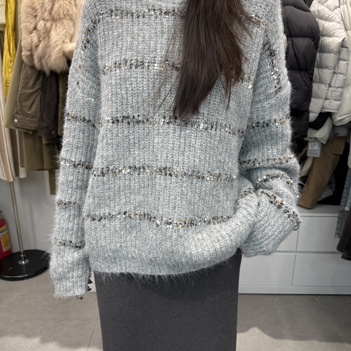 TO WHOM-冬上新韩系百搭复古金丝线圆领保暖毛衣H20253