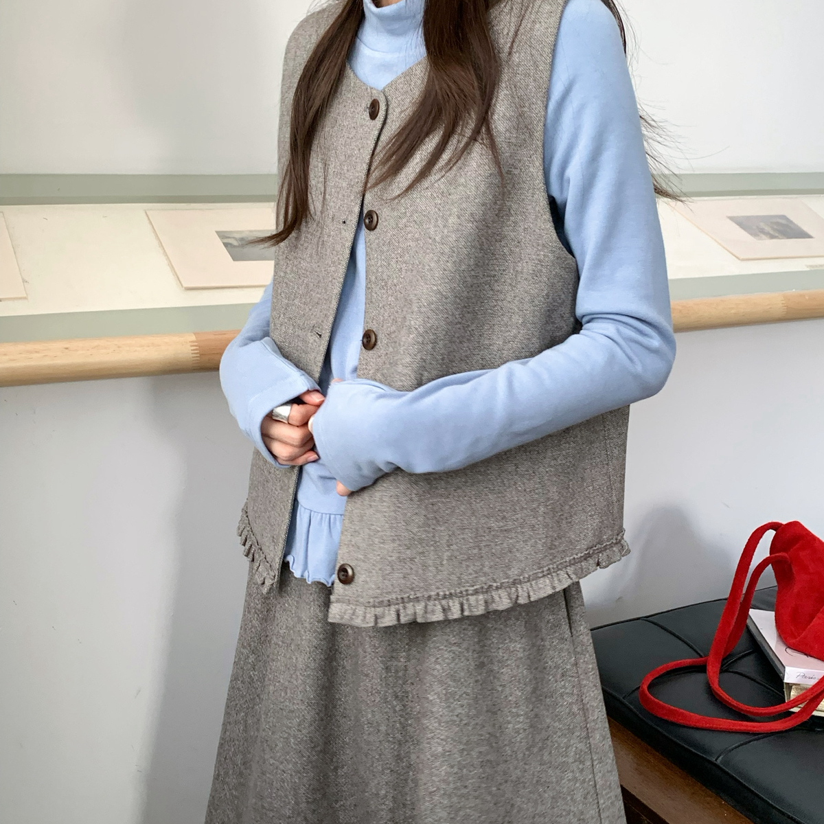 WANDER-冬上新花边圆领百搭马甲（含50羊毛）5229