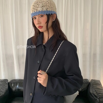 THE SHOW-闲西服外套春通勤气质灰色休闲短款西装(高阶通勤)10527