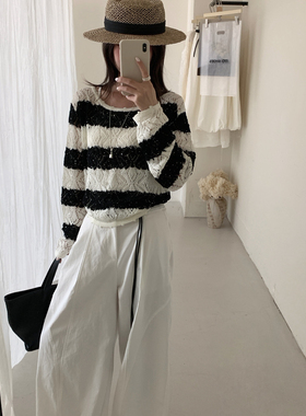 KS DAN.BNH-套慵懒风宽松闪闪针织小衫+背心套装(不含项链)26910