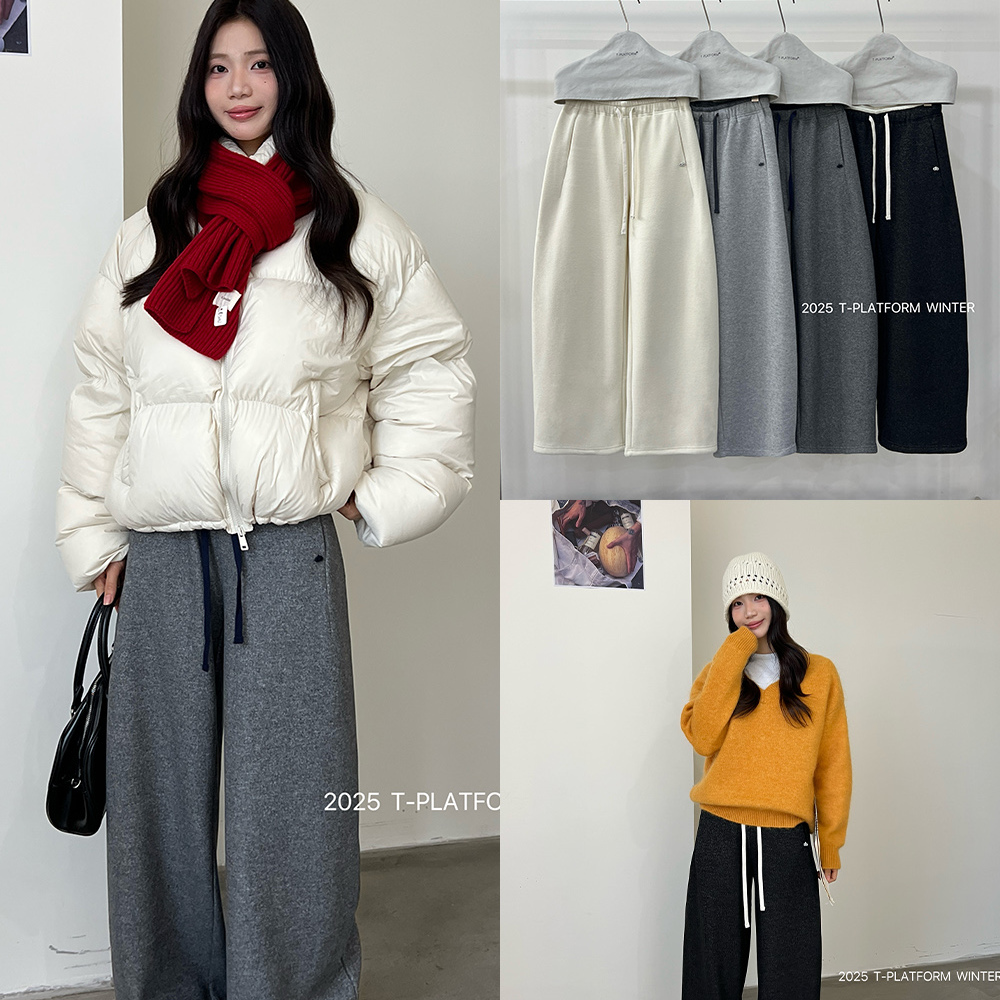 T-PLATFORM-糯休闲裤女加绒冬天保暖小个子糯米裤加厚休闲裤83378