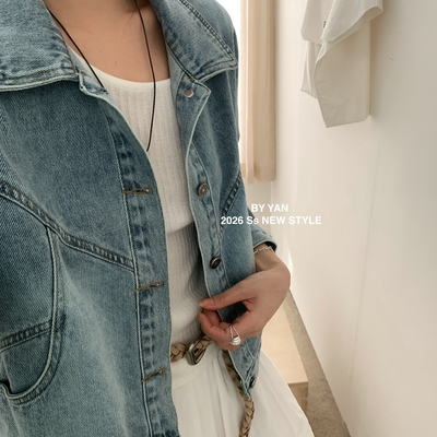 BY YAN 冰扬-26年春款复古百搭水洗牛仔外套6195