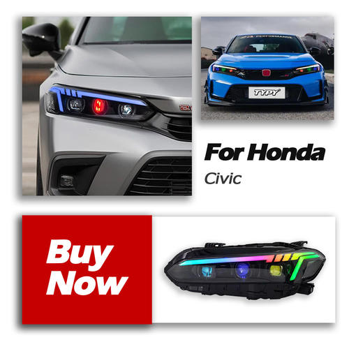 适用于22-25款十一代思域大灯总成改装LED透镜RGB日行灯流光转向