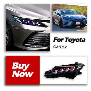 RGB激光透镜LED恶魔眼 丰田八代凯美瑞大灯总成改装 适用于18 23款