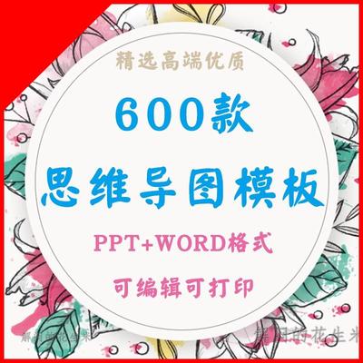 思维导图模板电子版教学ppt素材工作学习流程逻辑word大脑树形图