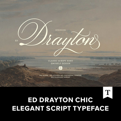 优雅复古经典海报画册Logo标题花体手写英文排版字体.F2023020401