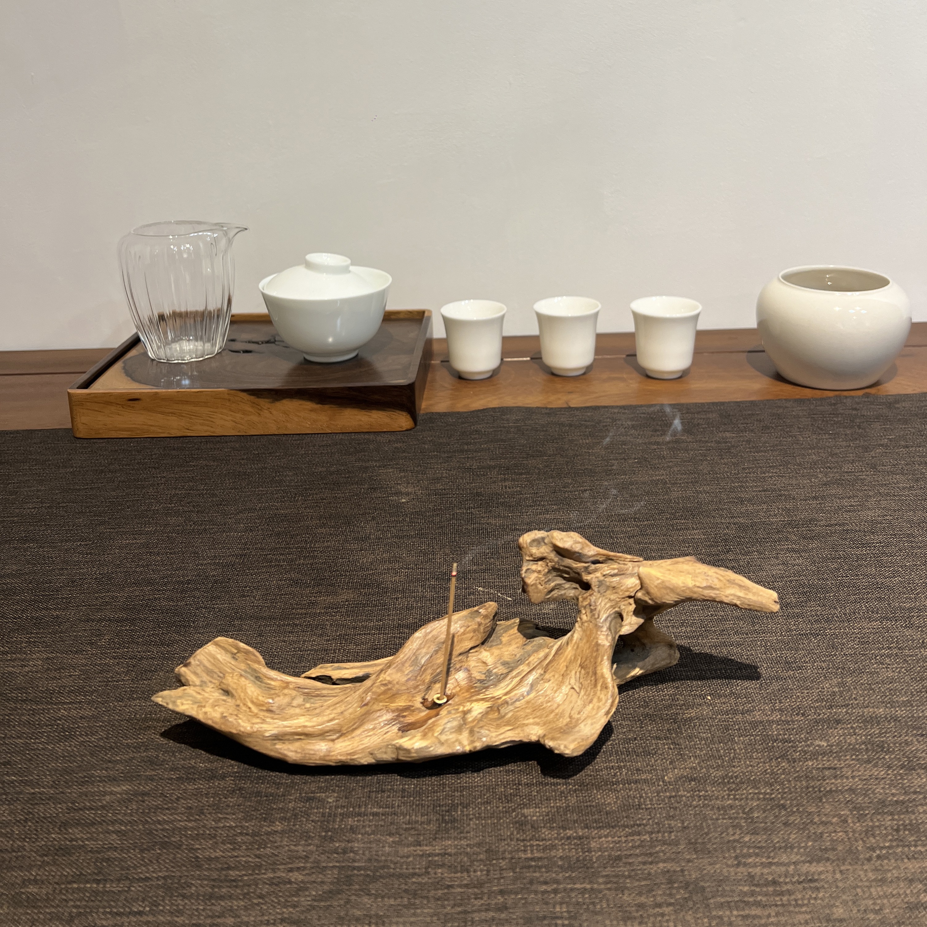 侘寂风枯木风化木根艺香插香座