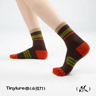 Tinylure小引力专业运动袜女棕色弹力袜跑步中筒袜瘦腿功能压力袜