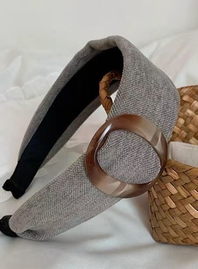 韩系慵懒老钱风宽边发箍女高颅顶头箍发饰外戴显脸小头饰发发箍