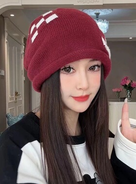 北方加大加厚堆堆帽子女款秋冬保暖毛线帽防寒护耳针织帽百搭冷帽