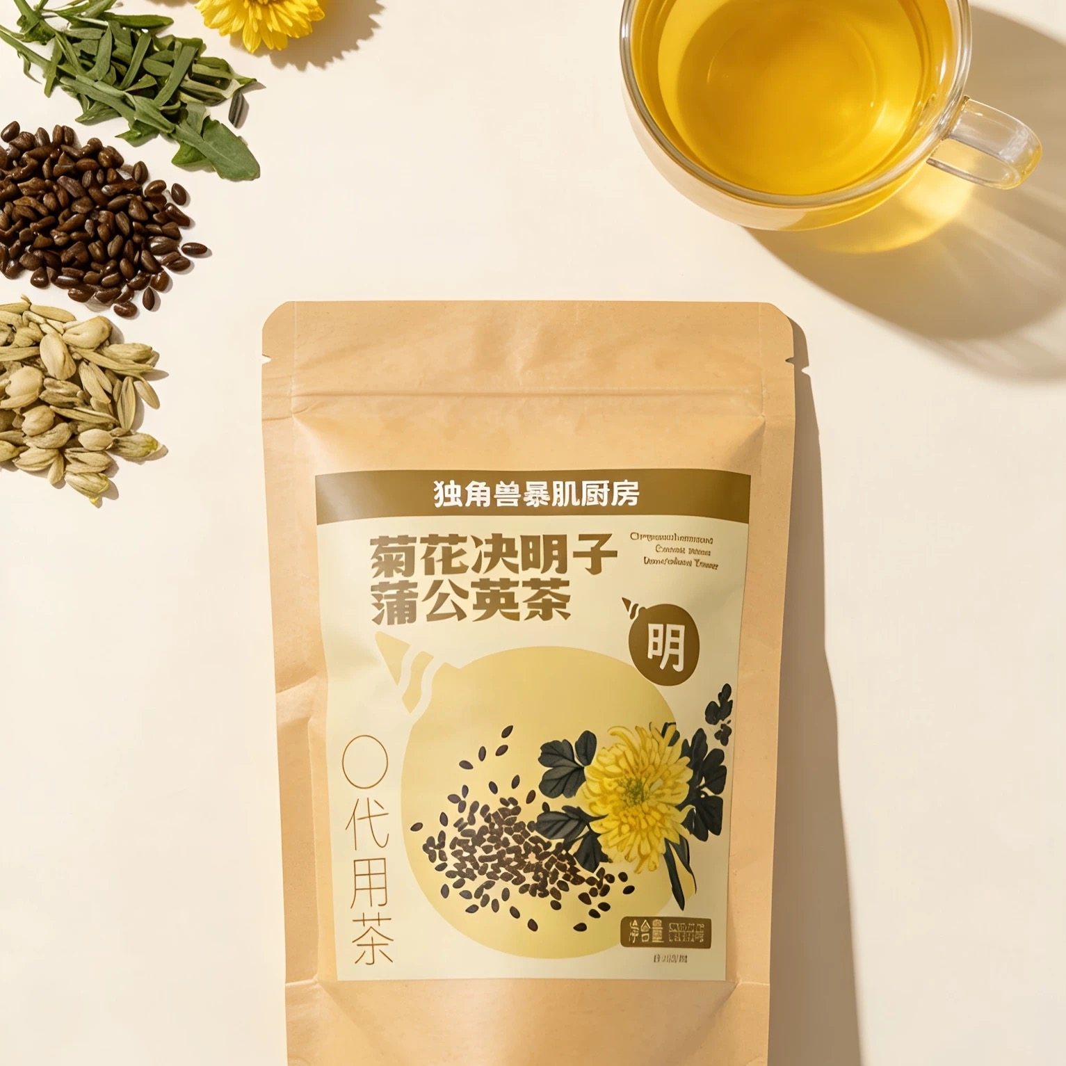 临期特价 独角兽暴肌厨房菊花决明子蒲公英茶150g（5g*30）下午茶
