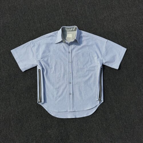 高街比伯同款牛津条纹病号衬衫