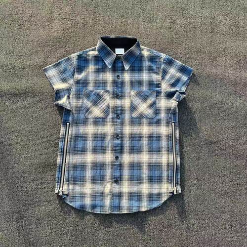 蓝色坎肩高街风格纯棉打底衫