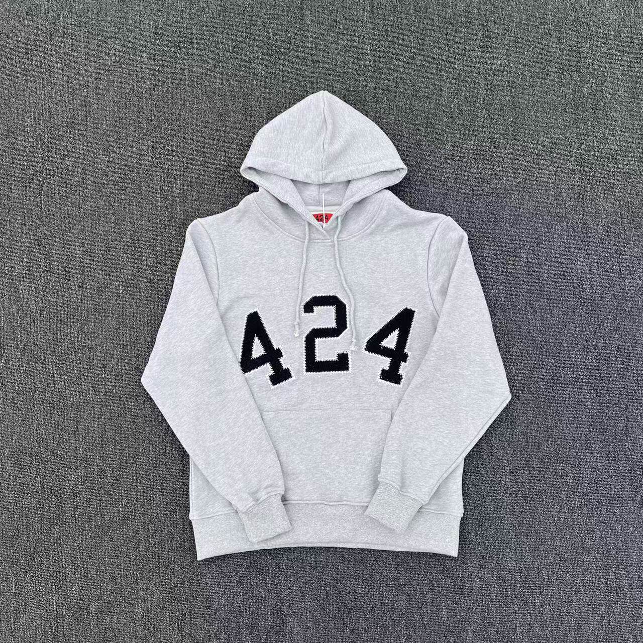 明亮叔出品秋冬季主线连帽424刺绣 印花帽衫加绒加厚卫衣高街潮牌