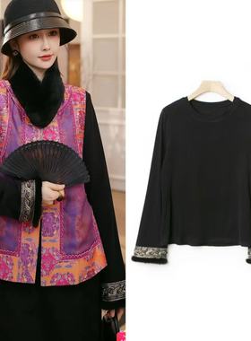 【粉红爷爷粉红专享】 圆领上衣 袖口毛毛 SY2886