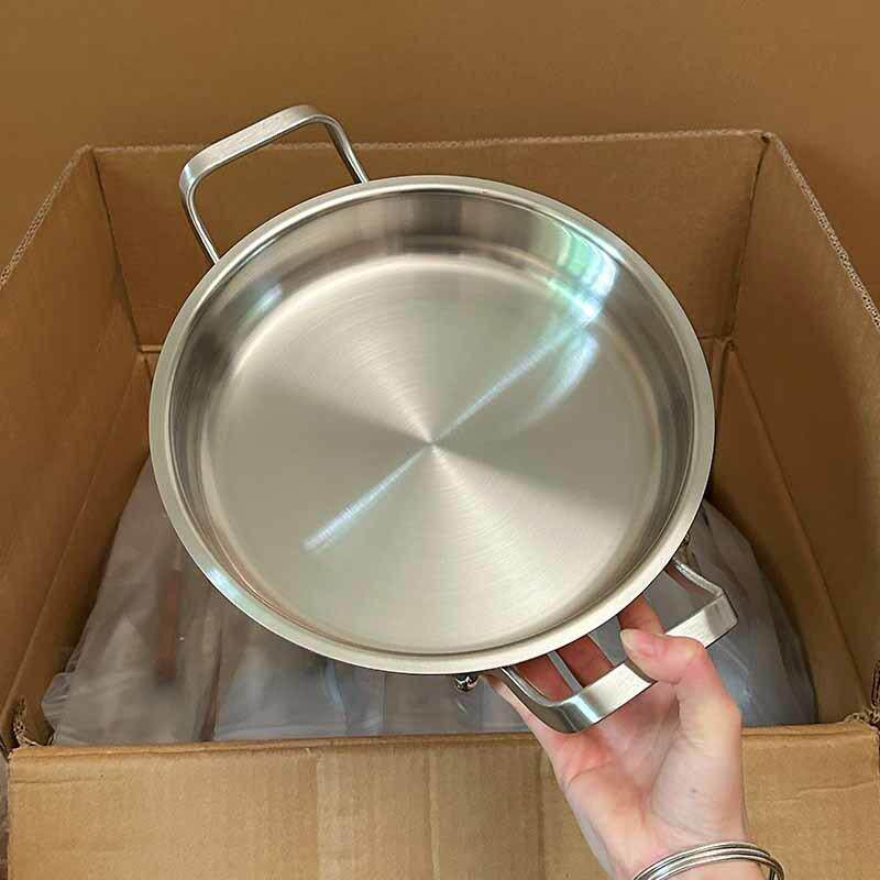 百畅 ·316不锈钢双耳平底锅煎锅家用不粘锅海鲜烙饼生煎包专用锅