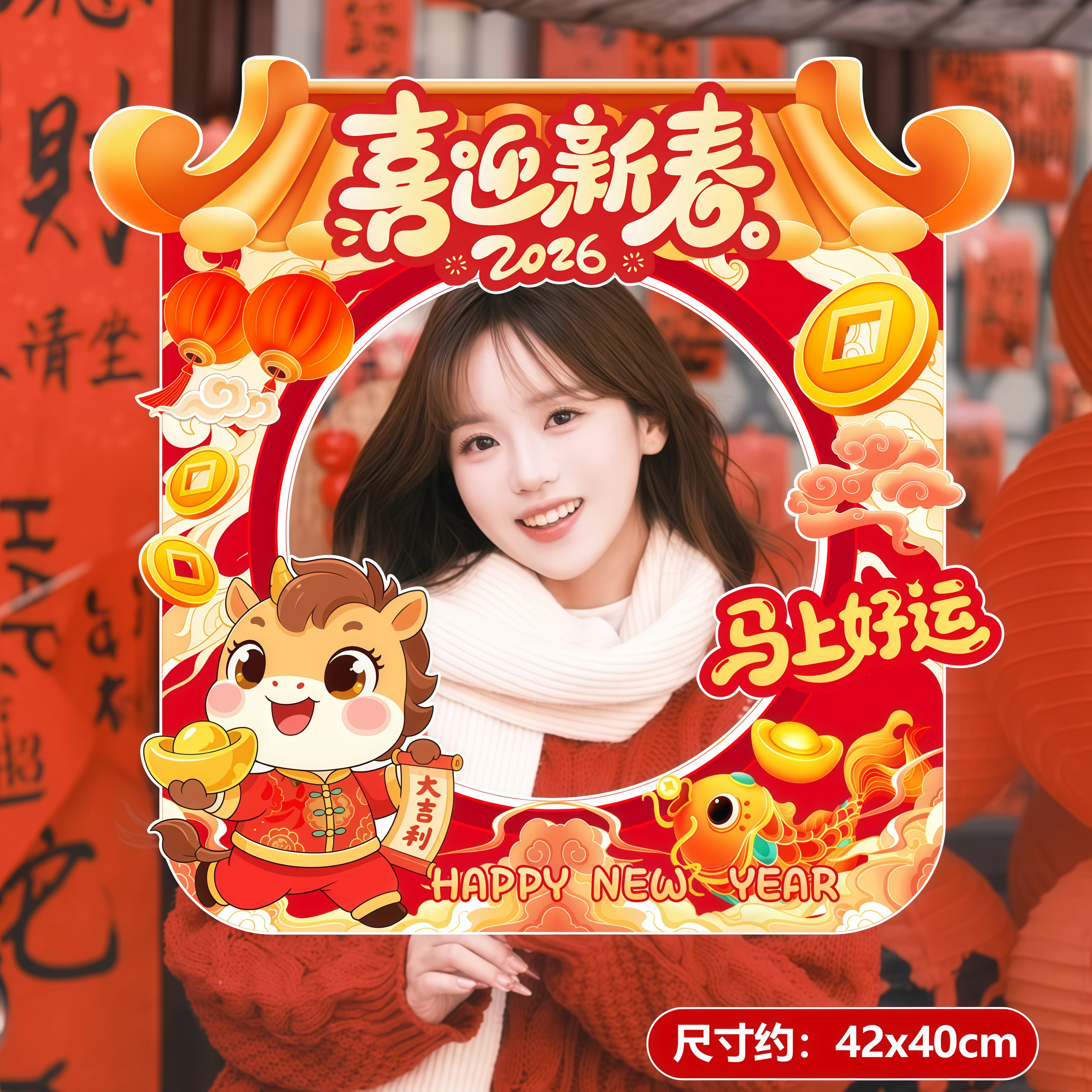马年新款手持拍照框2026新年喜庆道具氛围装饰布置春节打卡板手举,节庆用品/礼品,装扮布置套餐,淘宝优惠券,粉丝福利购,淘宝优惠卷