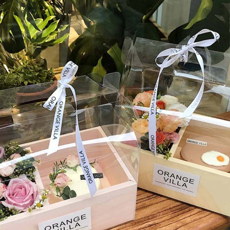 情人节手提盒pvc折叠手拎盒长方形花束空盒鲜花包装水果礼品盒