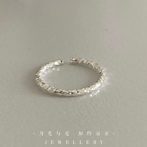 纯银尾戒波光粼粼纯银戒指