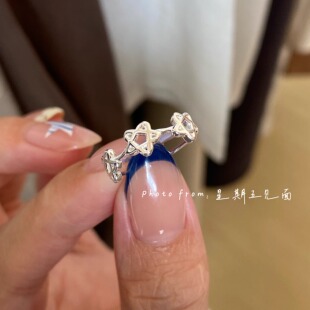 星期五见面｜原创设计 线条五角星尾戒 韩系百搭通体纯银925戒指