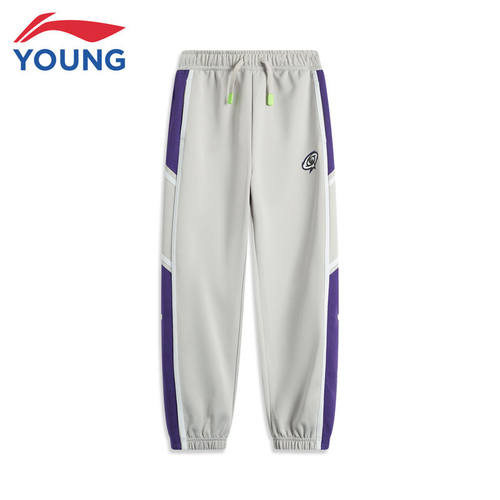 李宁儿童运动卫裤男大童新款青少年宽松束脚时尚休闲长裤YKLU079