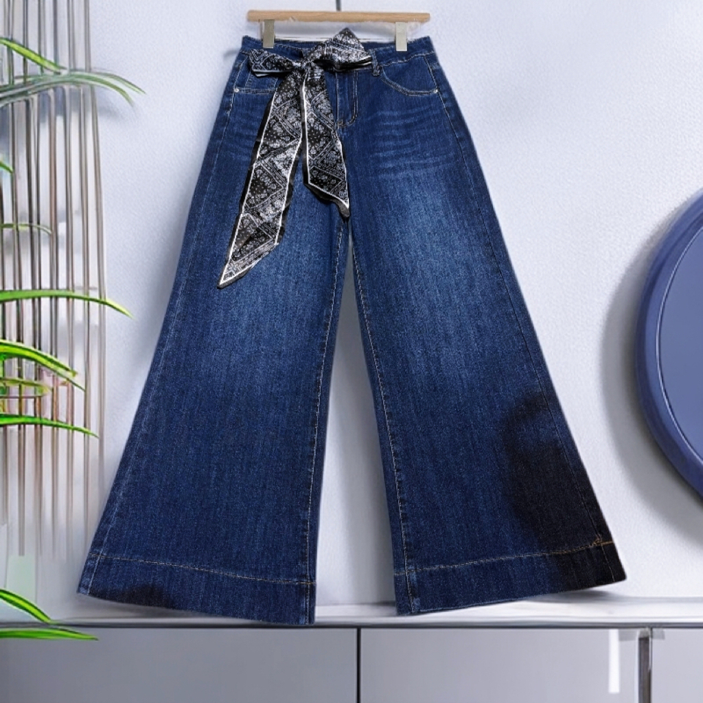 小个子腿粗特别洋气丝巾牛仔裤