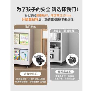 儿童书架移动小书柜双面旋转落地置物架简易家用小书柜绘本收纳架