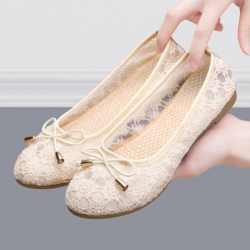 老北京布鞋女官方旗舰店新款正品工作鞋休闲蕾丝一脚蹬网面豆豆鞋,女鞋,传统布鞋,淘宝优惠券,粉丝福利购,淘宝优惠卷