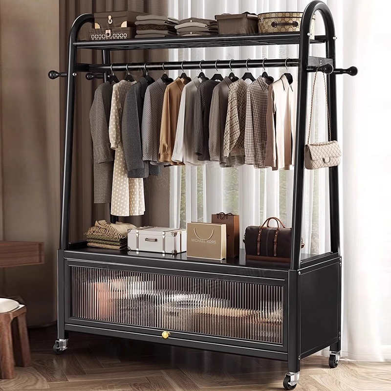 四季沐歌挂衣架落地卧室内家用简易衣帽架可移动阳台晒晾衣服架子