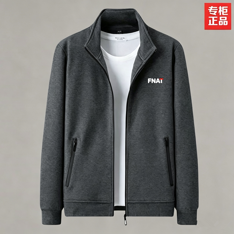 专柜正品中老年男士棉质开衫卫衣春秋休闲立领夹克衫外套运动上衣