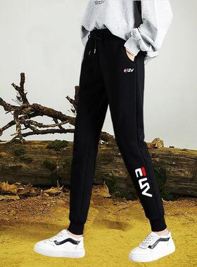 品牌折扣2026春季新款黑色运动裤女高腰棉质长裤休闲显瘦大码通勤