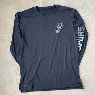 马刺出场服 文班亚马美式冰丝高弹速干篮球运动训练热身投篮T恤