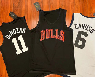 公牛队拉文德罗赞球衣背心 V领美式速干篮球训练热身投篮服