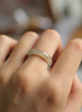 天然和田玉 15码 17.2x4.8mm烟紫圆戒 货号NY7481 价格99