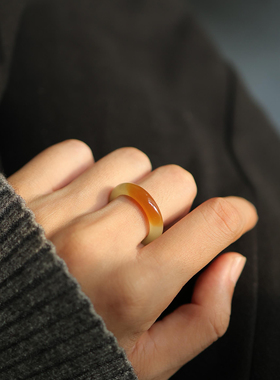 天然和田玉 精选一口糖戒圈 17码 货号7369