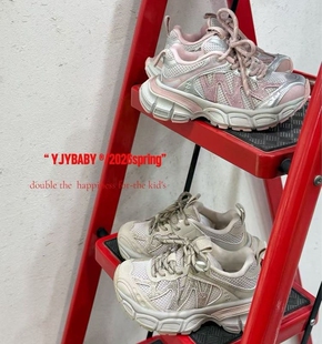 品牌撤柜2026春季新款儿童烫钻双网运动鞋女童老爹鞋