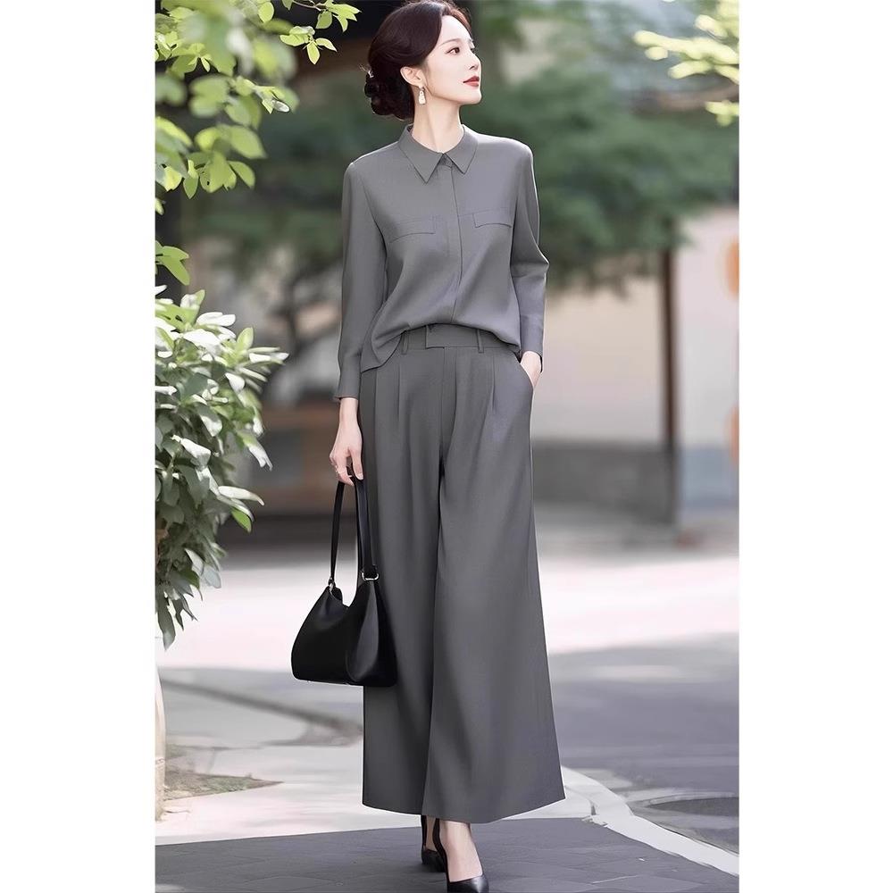 春季干练气质冷淡风职业套装女高级感独特绝美韩系衬衫西裤两件套