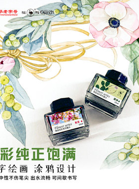 Ostrich/鸵鸟墨水彩墨彩色墨水钢笔用手账古风水彩绘画渐变染料试色勾线用DIY染卡