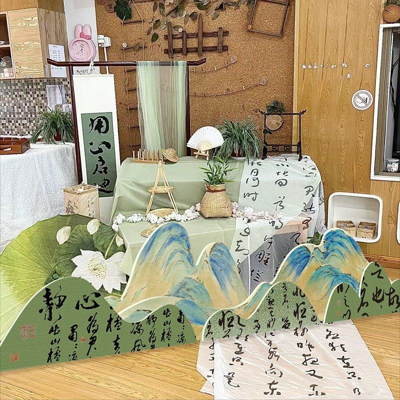 幼儿园绘画展墙面装饰古代中国风环保创新材料书法教室布置氛围贴,家居饰品,文化墙贴,淘宝优惠券,粉丝福利购,淘宝优惠卷